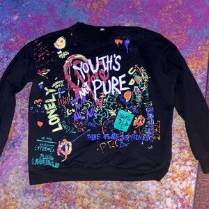 Black Goth Graffiti pullover sweatshirt